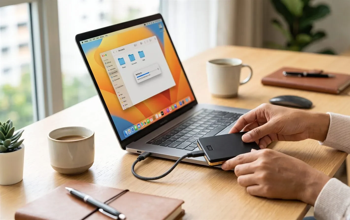 Backing up files to an external hard drive before installing a new operating system