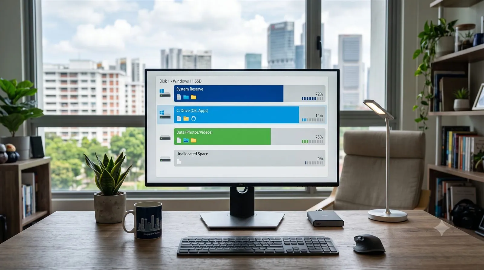 A screen showing disk partitions being managed on a computer