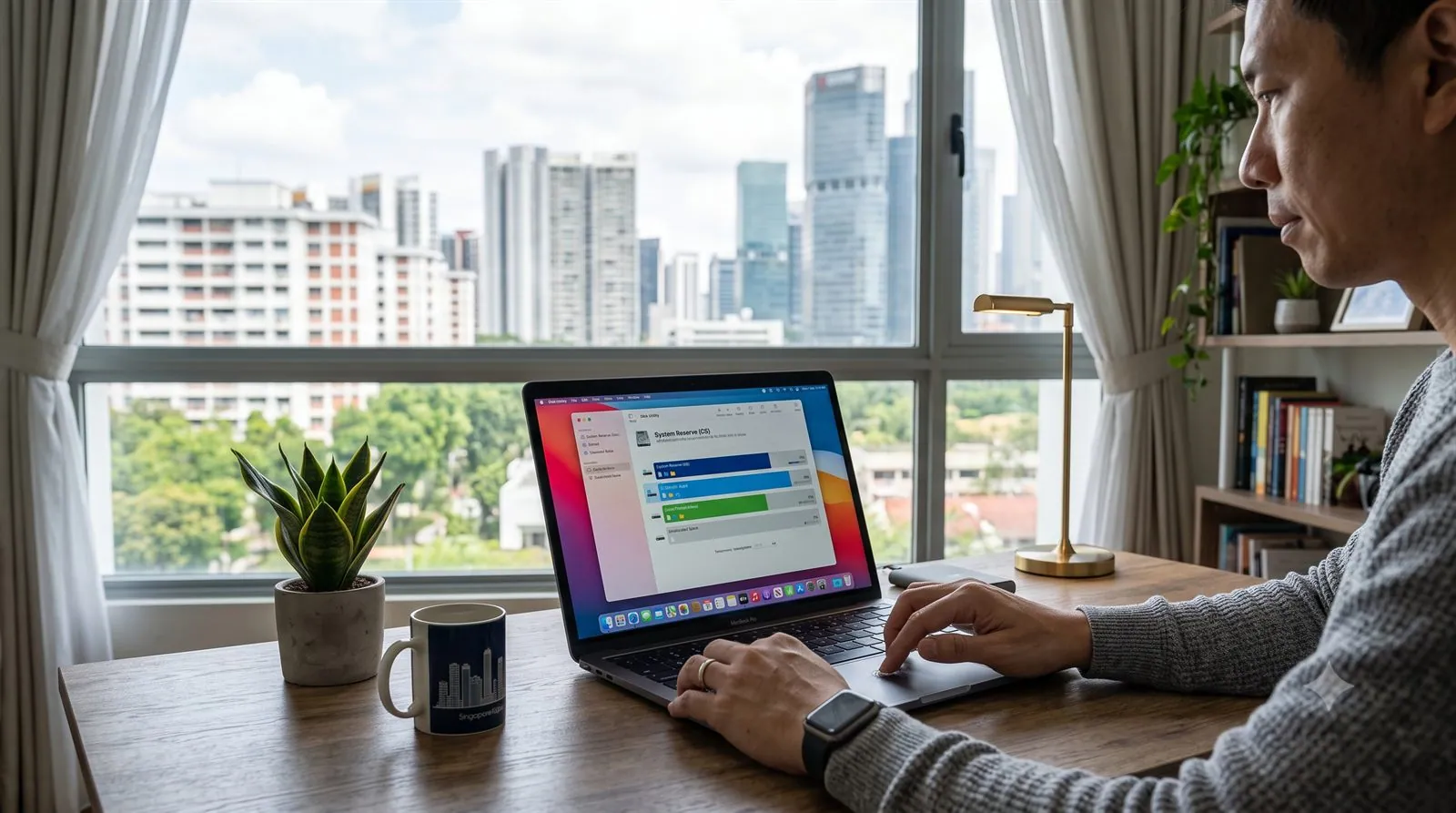 A person carefully managing partitions in Disk Management on a laptop