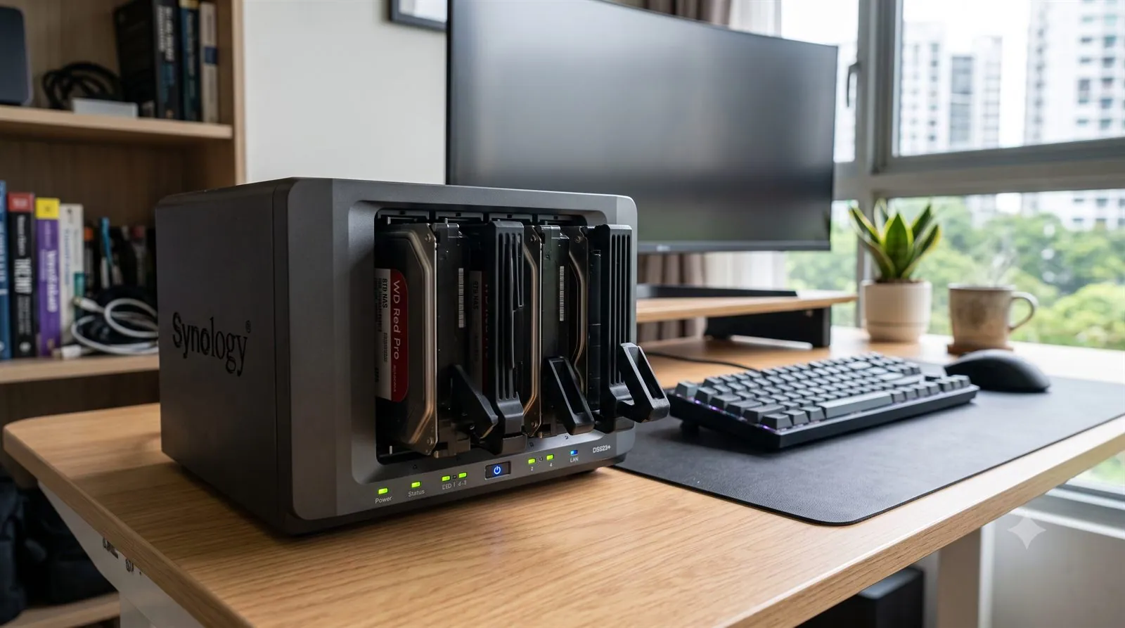 A NAS network storage device with multiple drive bays for backup