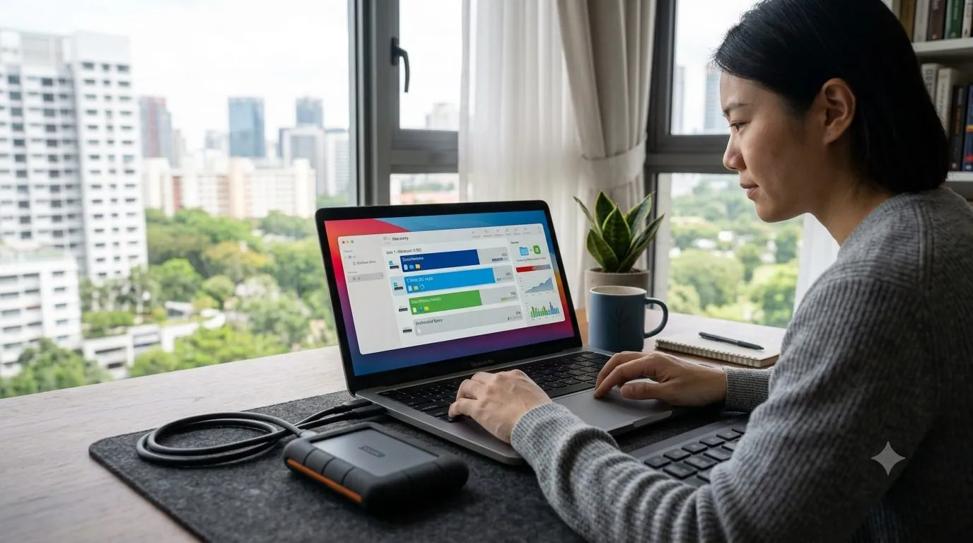 A person restoring files from a clean offline backup after an attack
