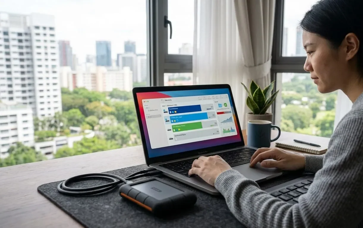 A person restoring files from a clean offline backup after an attack