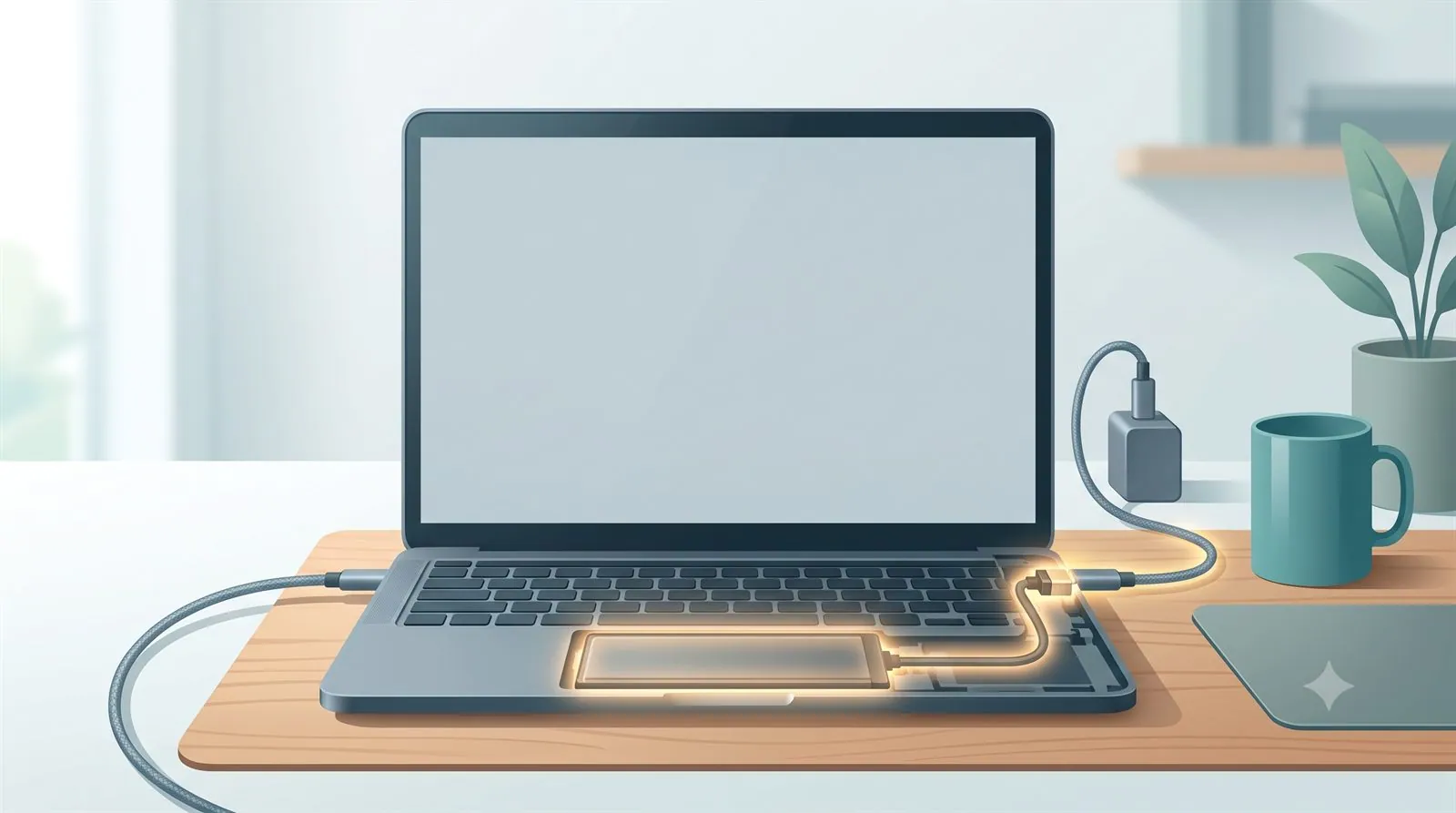 A person copying files from an unbootable Windows PC using a USB drive